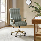 Chaise de bureau pivotante en cuir PU au design Mid-Century Modern, 1 place, coloris Camel/Marron/Noir/Vert/Ivoire/Bleu Marine