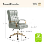 Chaise de bureau pivotante en cuir PU au design Mid-Century Modern, 1 place, coloris Camel/Marron/Noir/Vert/Ivoire/Bleu Marine