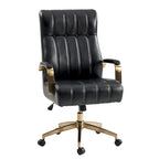 Chaise de bureau pivotante en cuir PU au design Mid-Century Modern, 1 place, coloris Camel/Marron/Noir/Vert/Ivoire/Bleu Marine