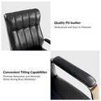 Chaise de bureau pivotante en cuir PU au design Mid-Century Modern, 1 place, coloris Camel/Marron/Noir/Vert/Ivoire/Bleu Marine
