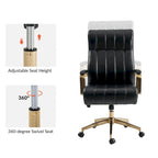 Chaise de bureau pivotante en cuir PU au design Mid-Century Modern, 1 place, coloris Camel/Marron/Noir/Vert/Ivoire/Bleu Marine