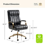 Chaise de bureau pivotante en cuir PU au design Mid-Century Modern, 1 place, coloris Camel/Marron/Noir/Vert/Ivoire/Bleu Marine