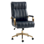 Chaise de bureau pivotante en cuir PU au design Mid-Century Modern, 1 place, coloris Camel/Marron/Noir/Vert/Ivoire/Bleu Marine