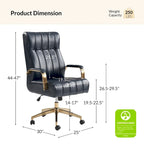 Chaise de bureau pivotante en cuir PU au design Mid-Century Modern, 1 place, coloris Camel/Marron/Noir/Vert/Ivoire/Bleu Marine