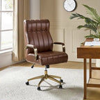 Chaise de bureau pivotante en cuir PU au design Mid-Century Modern, 1 place, coloris Camel/Marron/Noir/Vert/Ivoire/Bleu Marine