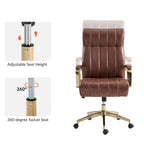 Chaise de bureau pivotante en cuir PU au design Mid-Century Modern, 1 place, coloris Camel/Marron/Noir/Vert/Ivoire/Bleu Marine