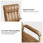 Chaise de bureau pivotante en cuir PU au design Mid-Century Modern, 1 place, coloris Camel/Marron/Noir/Vert/Ivoire/Bleu Marine