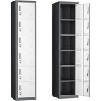 Vestiaire de rangement métallique à 6 portes Noir / Gris / Gris anthracite – Utilisation par 2 personnes
