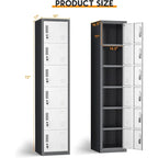 Vestiaire de rangement métallique à 6 portes Noir / Gris / Gris anthracite – Utilisation par 2 personnes