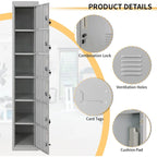Vestiaire de rangement métallique à 6 portes Noir / Gris / Gris anthracite – Utilisation par 2 personnes