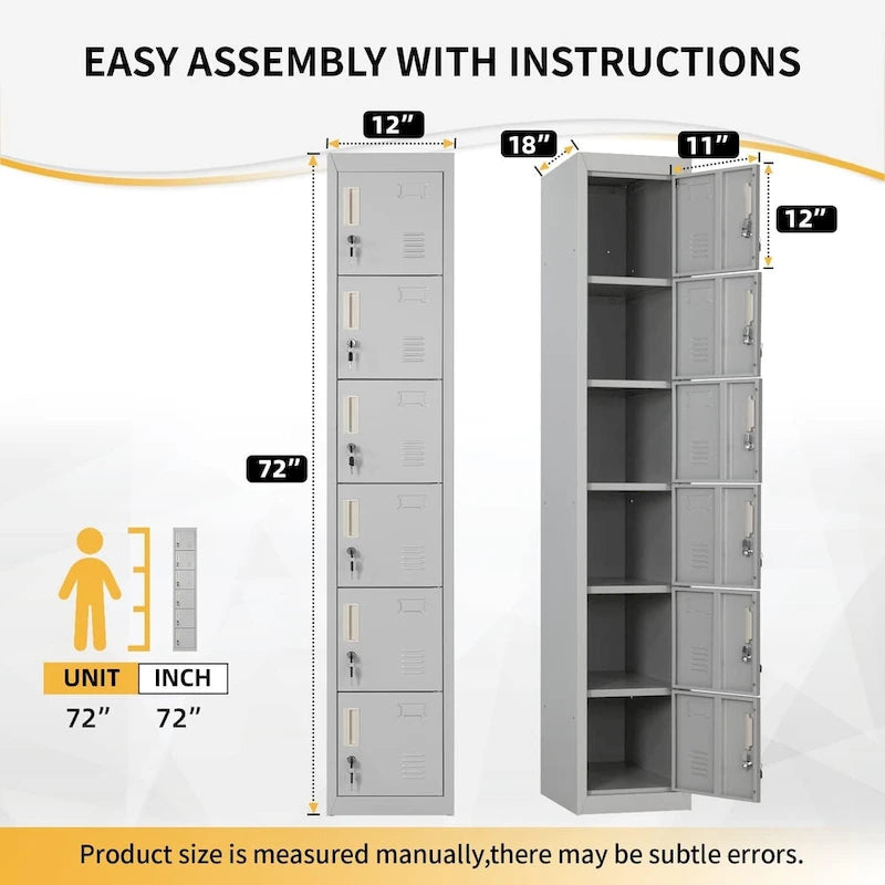 Vestiaire de rangement métallique à 6 portes Noir / Gris / Gris anthracite – Utilisation par 2 personnes