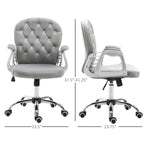 Chaise de bureau pivotante mi-dossier capitonnée en velours – Gris/Noir/Beige/Blanc/Rose, Individuelle