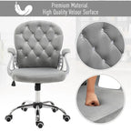 Chaise de bureau pivotante mi-dossier capitonnée en velours – Gris/Noir/Beige/Blanc/Rose, Individuelle