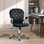 Chaise de bureau pivotante mi-dossier capitonnée en velours – Gris/Noir/Beige/Blanc/Rose, Individuelle