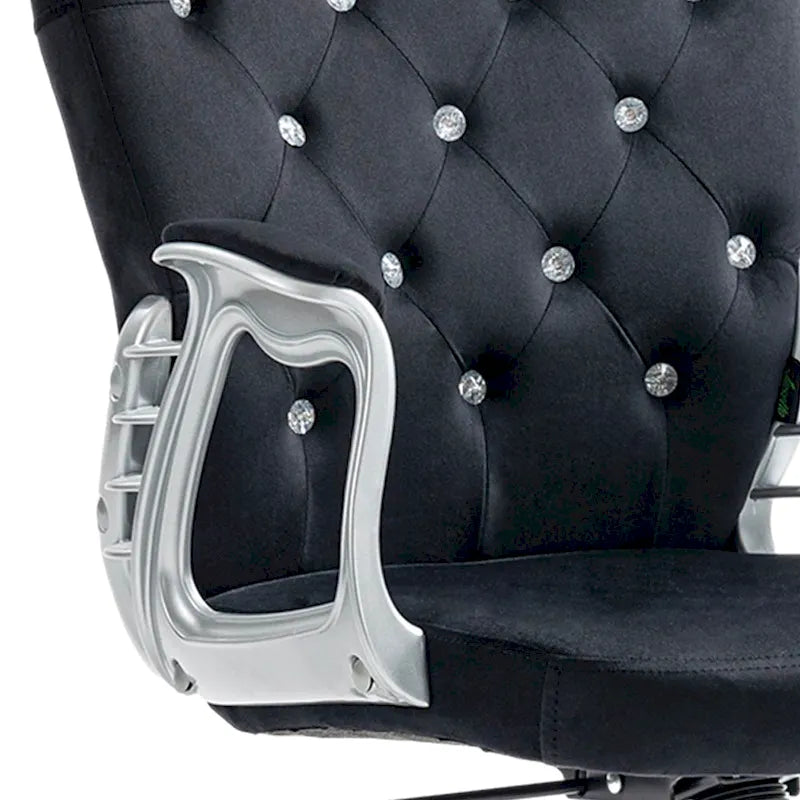 Chaise de bureau pivotante mi-dossier capitonnée en velours – Gris/Noir/Beige/Blanc/Rose, Individuelle