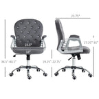 Chaise de bureau pivotante mi-dossier capitonnée en velours – Gris/Noir/Beige/Blanc/Rose, Individuelle