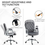 Chaise de bureau pivotante mi-dossier capitonnée en velours – Gris/Noir/Beige/Blanc/Rose, Individuelle