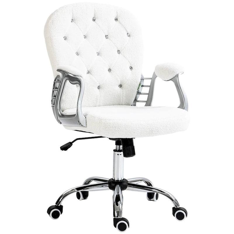 Chaise de bureau pivotante mi-dossier capitonnée en velours – Gris/Noir/Beige/Blanc/Rose, Individuelle