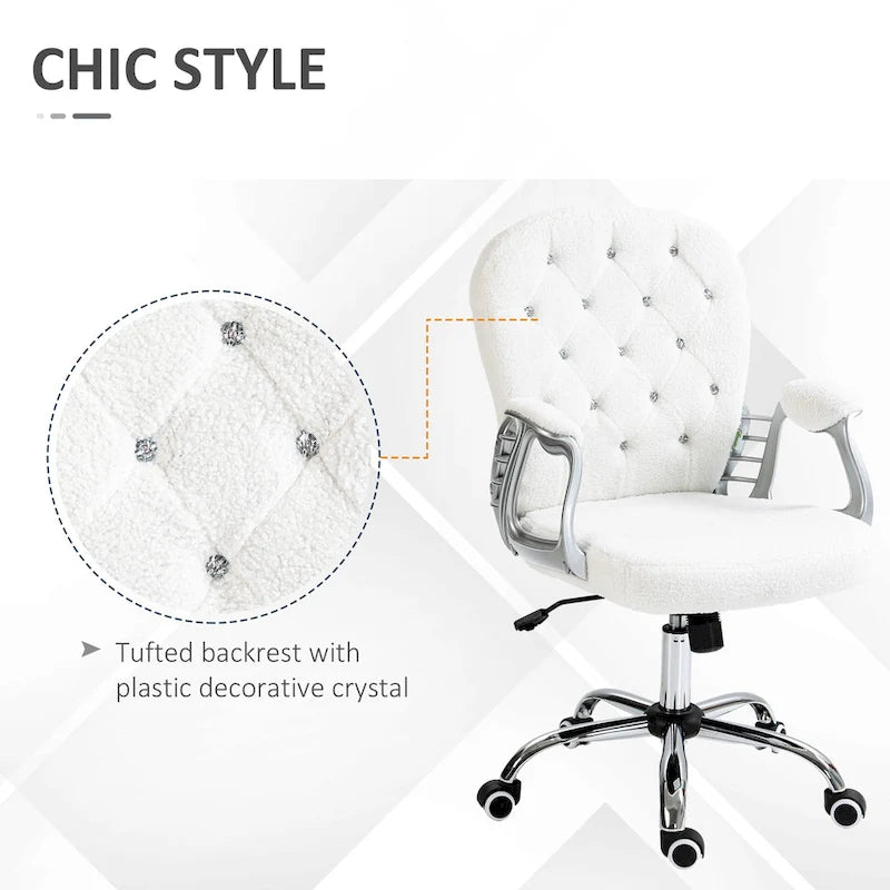 Chaise de bureau pivotante mi-dossier capitonnée en velours – Gris/Noir/Beige/Blanc/Rose, Individuelle