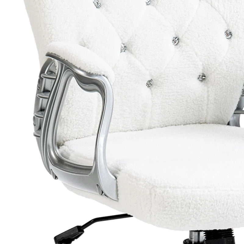 Chaise de bureau pivotante mi-dossier capitonnée en velours – Gris/Noir/Beige/Blanc/Rose, Individuelle