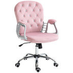 Chaise de bureau pivotante mi-dossier capitonnée en velours – Gris/Noir/Beige/Blanc/Rose, Individuelle