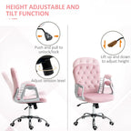 Chaise de bureau pivotante mi-dossier capitonnée en velours – Gris/Noir/Beige/Blanc/Rose, Individuelle
