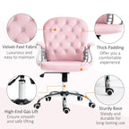 Chaise de bureau pivotante mi-dossier capitonnée en velours – Gris/Noir/Beige/Blanc/Rose, Individuelle