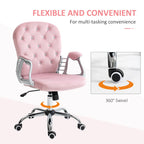 Chaise de bureau pivotante mi-dossier capitonnée en velours – Gris/Noir/Beige/Blanc/Rose, Individuelle