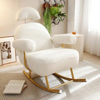 Fauteuil à bascule planeur en tissu Sherpa beige/rose/gris, 1 place