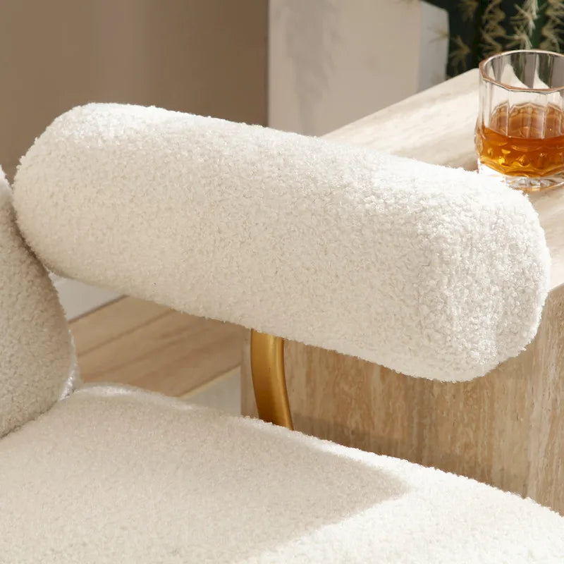 Fauteuil à bascule planeur en tissu Sherpa beige/rose/gris, 1 place