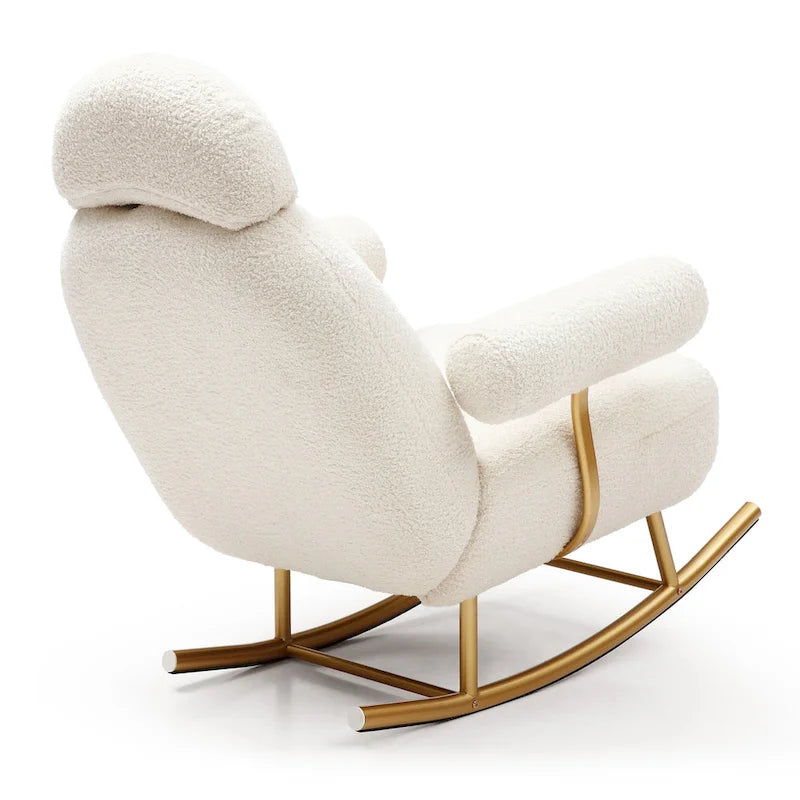 Fauteuil à bascule planeur en tissu Sherpa beige/rose/gris, 1 place