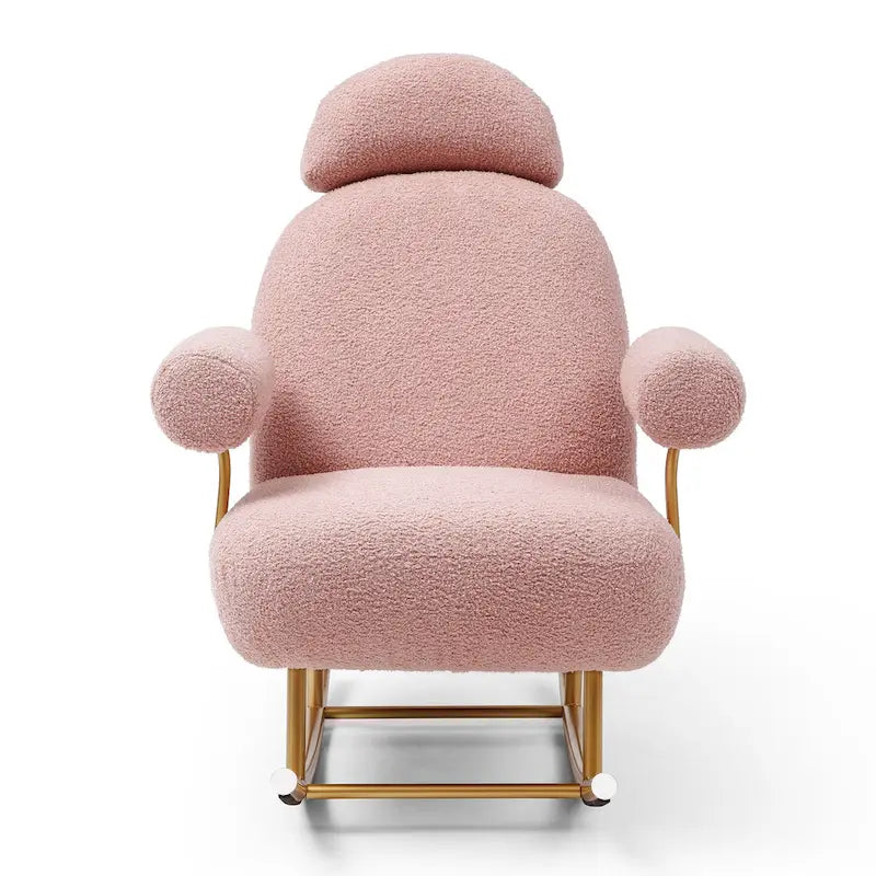 Fauteuil à bascule planeur en tissu Sherpa beige/rose/gris, 1 place