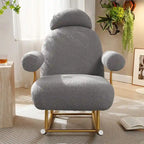 Fauteuil à bascule planeur en tissu Sherpa beige/rose/gris, 1 place