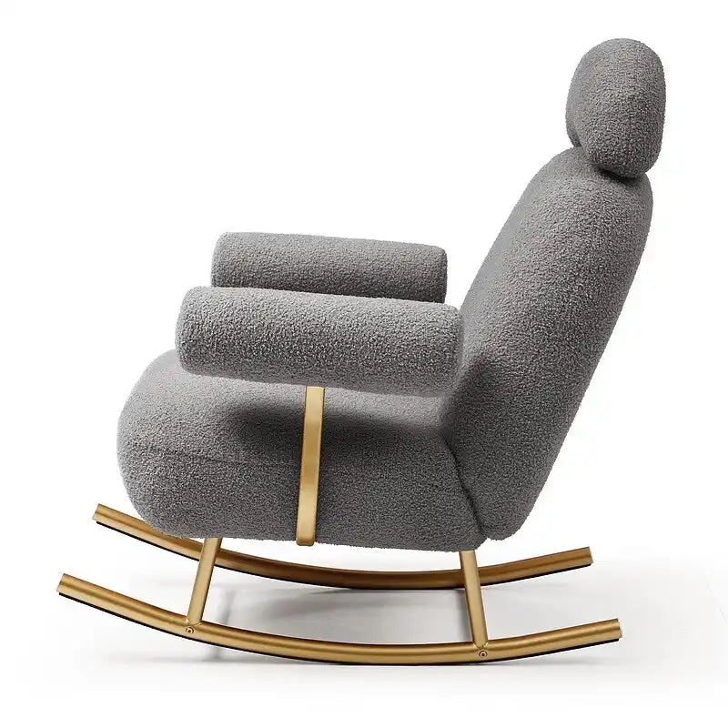 Fauteuil à bascule planeur en tissu Sherpa beige/rose/gris, 1 place