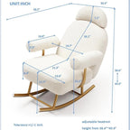 Fauteuil à bascule planeur en tissu Sherpa beige/rose/gris, 1 place