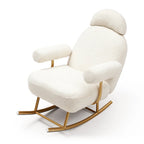 Fauteuil à bascule planeur en tissu Sherpa beige/rose/gris, 1 place