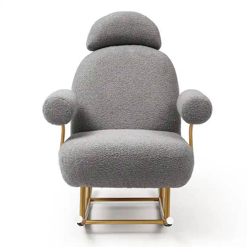 Fauteuil à bascule planeur en tissu Sherpa beige/rose/gris, 1 place