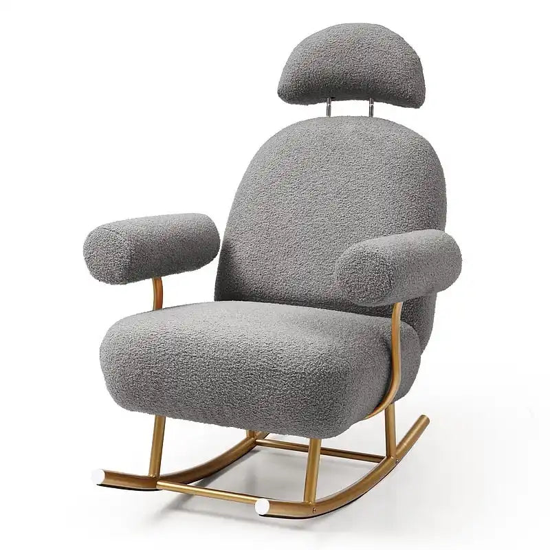 Fauteuil à bascule planeur en tissu Sherpa beige/rose/gris, 1 place