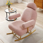 Fauteuil à bascule planeur en tissu Sherpa beige/rose/gris, 1 place
