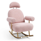 Fauteuil à bascule planeur en tissu Sherpa beige/rose/gris, 1 place