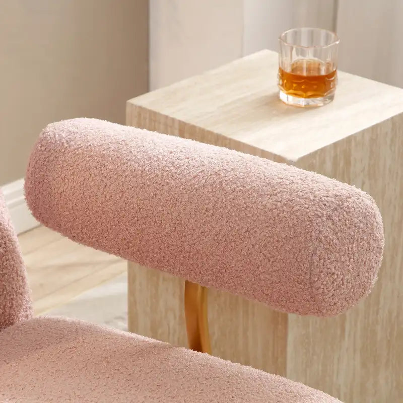 Fauteuil à bascule planeur en tissu Sherpa beige/rose/gris, 1 place