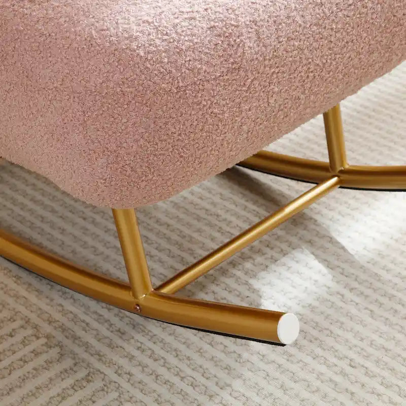 Fauteuil à bascule planeur en tissu Sherpa beige/rose/gris, 1 place