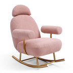 Fauteuil à bascule planeur en tissu Sherpa beige/rose/gris, 1 place