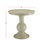 Table d'appoint antique à piedestal ronde en bois blanc