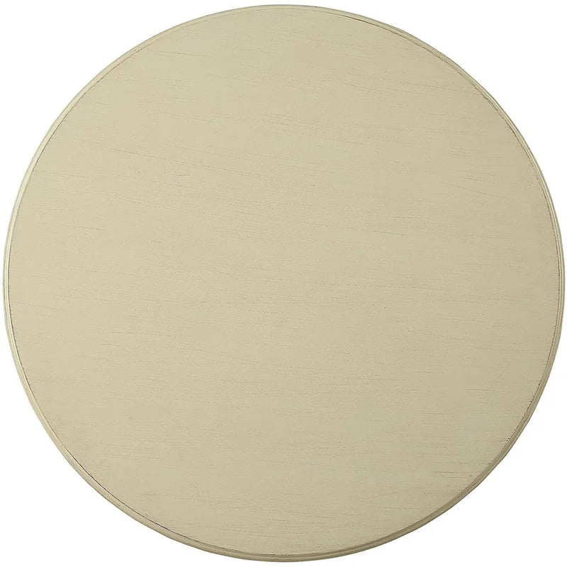 Table d'appoint antique à piedestal ronde en bois blanc
