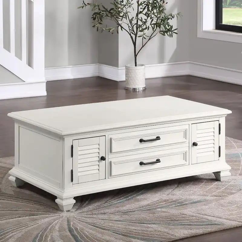 Table basse relevable Soft White Farmhouse