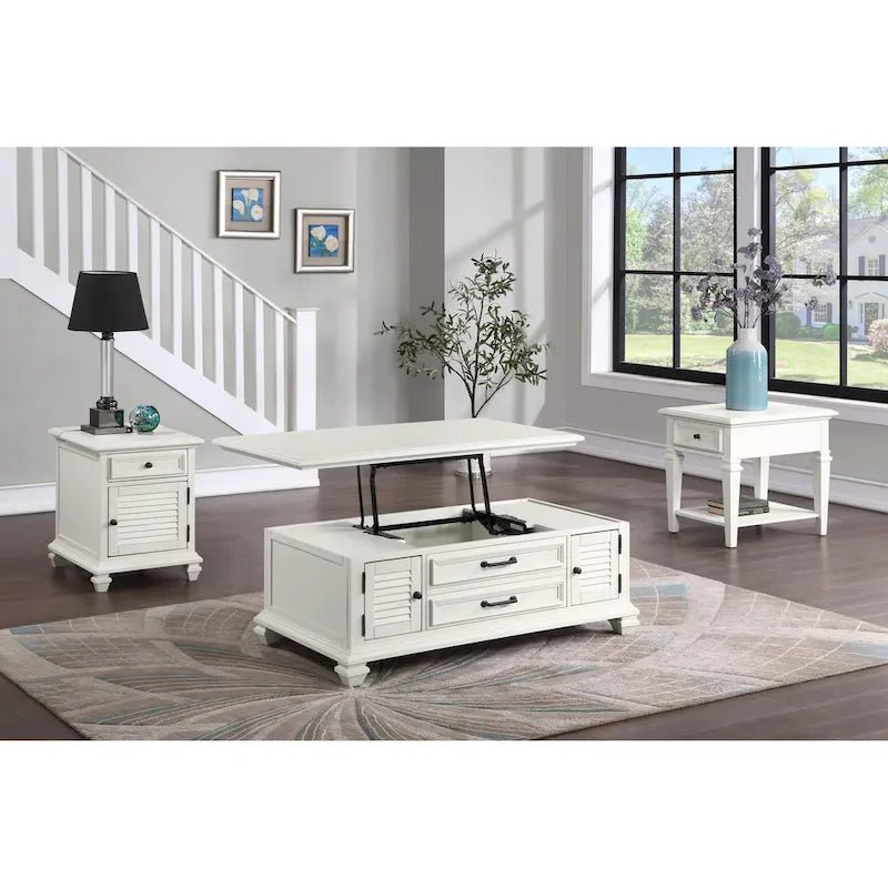 Table basse relevable Soft White Farmhouse