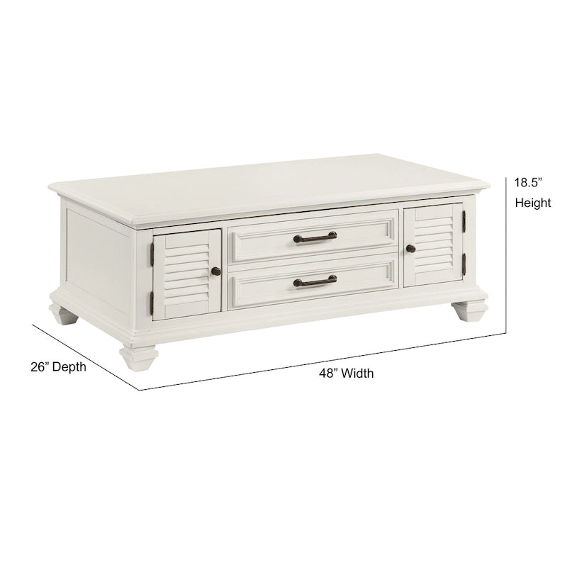 Table basse relevable Soft White Farmhouse