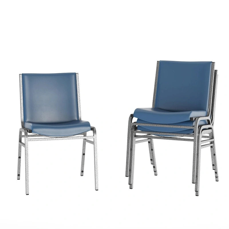 Chaise empilable polyvalente – Tissu/Vinyle, lot de 4, empilable jusqu'à 12 chaises
