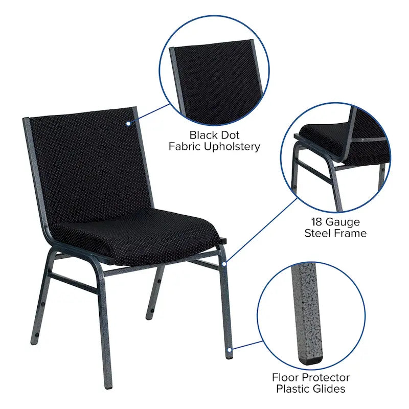 Chaise empilable polyvalente – Tissu/Vinyle, lot de 4, empilable jusqu'à 12 chaises